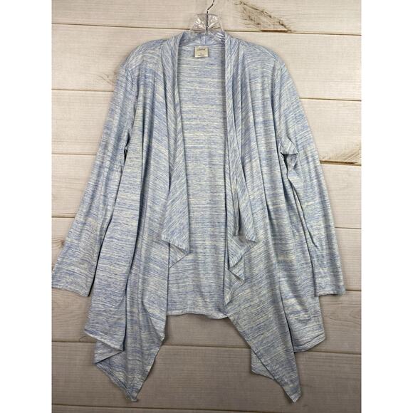 Soma Cardigan Womens Sz L Heather Sky Blue Slub Terry Open Front Duster Top - Picture 1 of 10